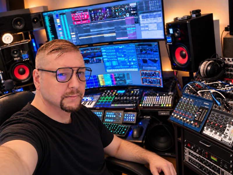 Edgar an seinem Mixing- und Mastering-Arbeitsplatz im Studio